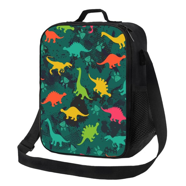 Disketp Colorful Dinosaurs Bolsa Térmica Estampada para Almuerzo, Lonchera para Hombres y Mujeres Adultos