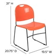 thumbnail image 3 of Flash Furniture HERCULES Series 5 Pack 880 lb. Capacity Orange Ultra-Compact Stack Chair with Black Powder Coated Frame, 3 of 13