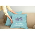 thumbnail image 2 of Ambesonne Saying Throw Pillow Cover 2 Pack, Retro Pastel Bike with Text, 16", Pale Blue Dark Purple, 2 of 5