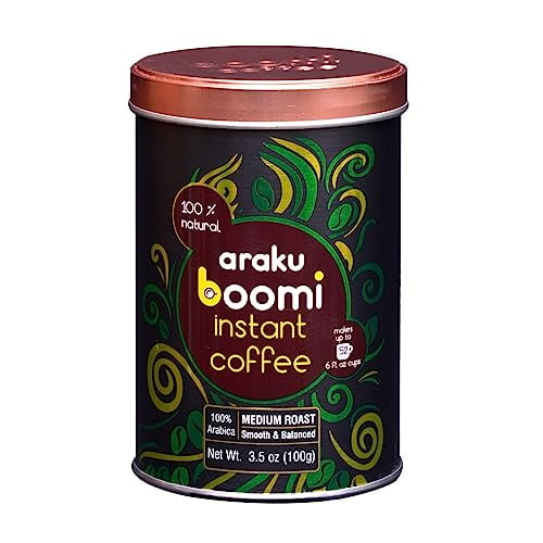 Araku Boomi Premium Single Origin Instant Coffee Powder, Medium Roast, Made from 100% Arabica Beans from Araku Valley | Best Mold Free Instant Coffee | 3.5 Ounce Tin (1 Pack) (Up to 50 Cups)