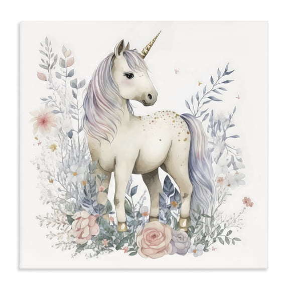 Stupell Industries Bohemian Unicorn in Delicate Floral Forest Canvas Art, 17 x 17, by Creative Studio