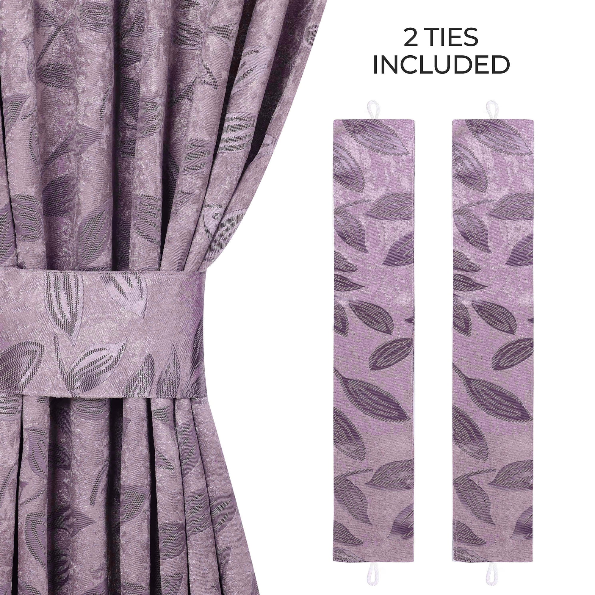 Superior Blackout Leaves Curtains Set of 2, Light Filtering Grommet Curtain Panel Set, Wisteria, 46"W x 96"L