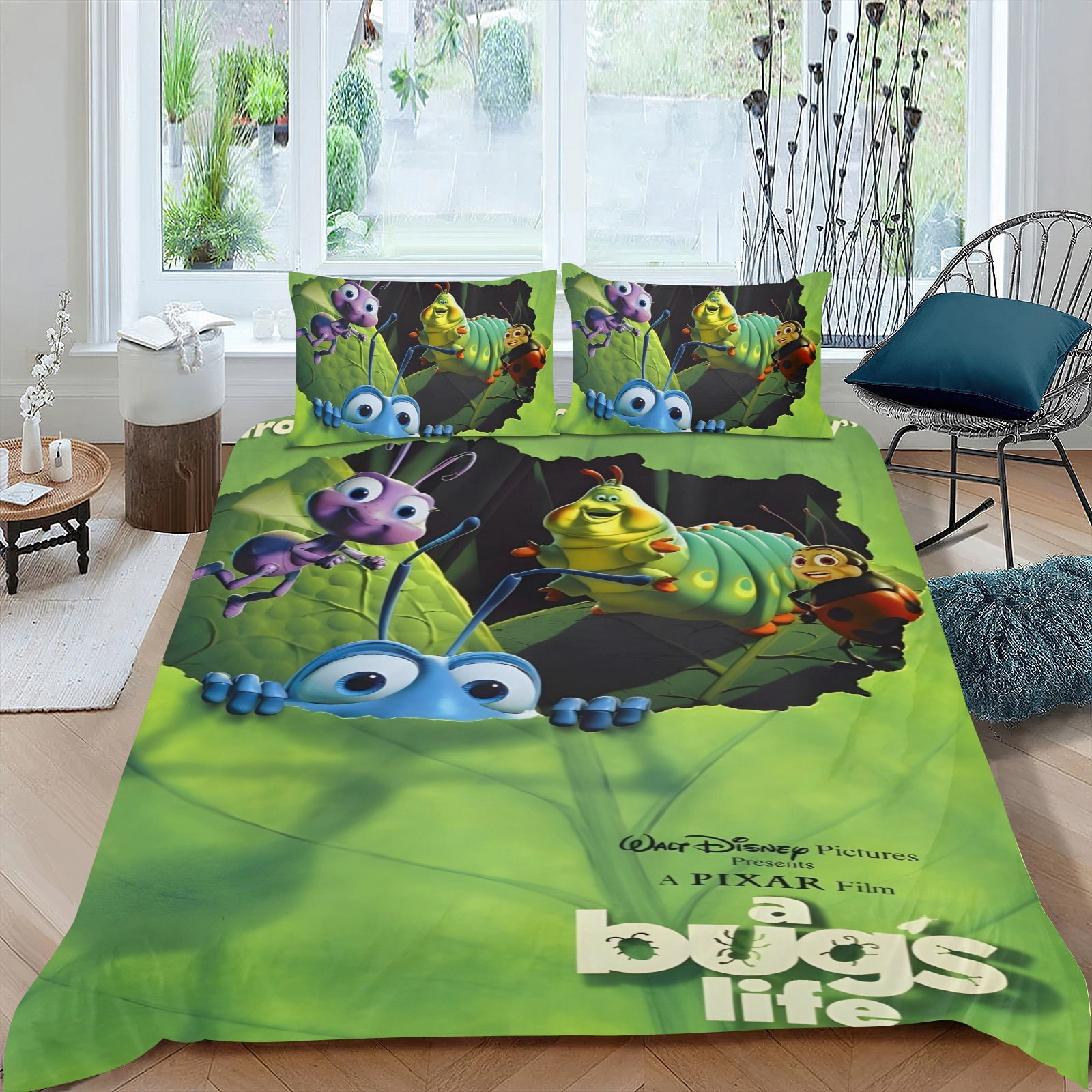 3 Piece Bedding Set For A Bug's Life Comforter Cover Set Cute Duvet Cover Sets Super Soft Teens Bedding Set Kids Bedroom Gifts,1 Duvet Cover with 2 Pillowcases Twin