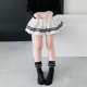 thumbnail image 5 of Calcetines con volantes para niñas, estilo princesa, lindos calcetines de algodón con lazo en el tobillo para primavera y verano, negro L, 5 of 5