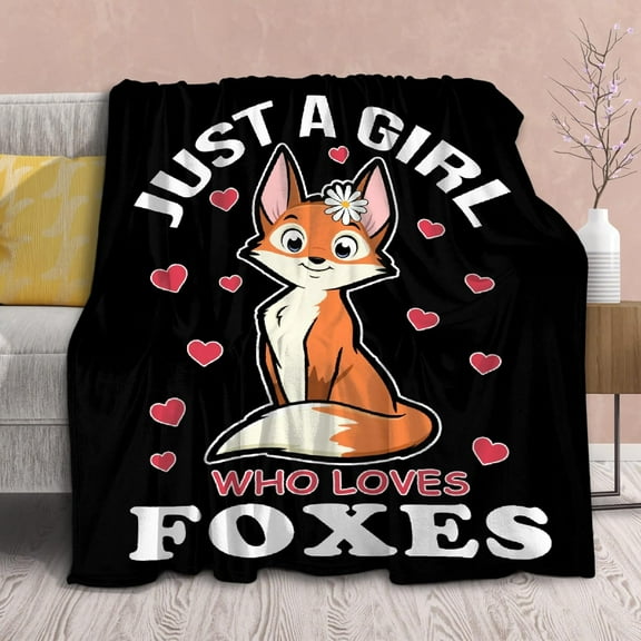 Fox Blanket Stuffed Animal Gift for Women Kids Fleece Throws-Just A Girl Who Loves Foxes Lightweight Plush Toddler Christmas Decor Super Soft Flannel Blankets for Bedding Chair