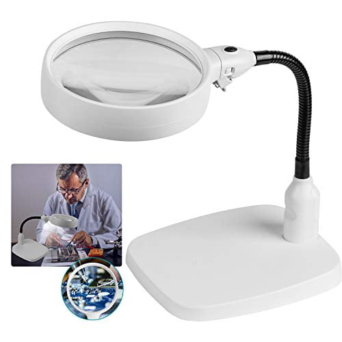 Adjustable Desk Lighted Magnifier for Reading Crafts PESIVI Magnifying Glass with Light and Stand Painting 2-in-1 5-Diopter LED Magnifying Lamp & Clamp Hobby 3 Color Modes Stepless Dimmable