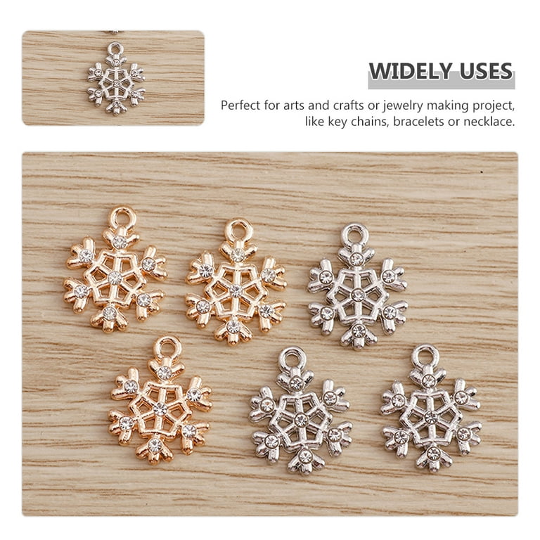 Frcolor 20pcs Snowflake Charms DIY Jewelry Charm Pendant for Necklace Bracelet Jewelry Making, Adult Unisex, Size: 0.67 x 0.51 x 0.08