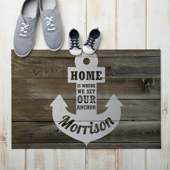 Home Is Where We Set Our Anchor Personalized Doormat