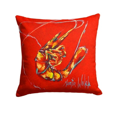 Carolines Treasures MW1347PW1414 Red Shrimp Fabric Decorative Pillow  14Hx14W multicolor