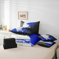 thumbnail image 5 of Feelyou Adult Modern Stripes Bedding Comforter Set 7 Pieces, Black Blue Geometric Full Bedding Set, Abstract Stripe Ombre Reversible Fitted Sheet Flat Sheet, Lightweight Room Decor, 5 of 7