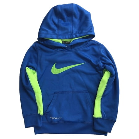 Nike Therma Fit Boys Blue & Green Hoodie Sweatshirt Dri-Fit Jacket Size 2T