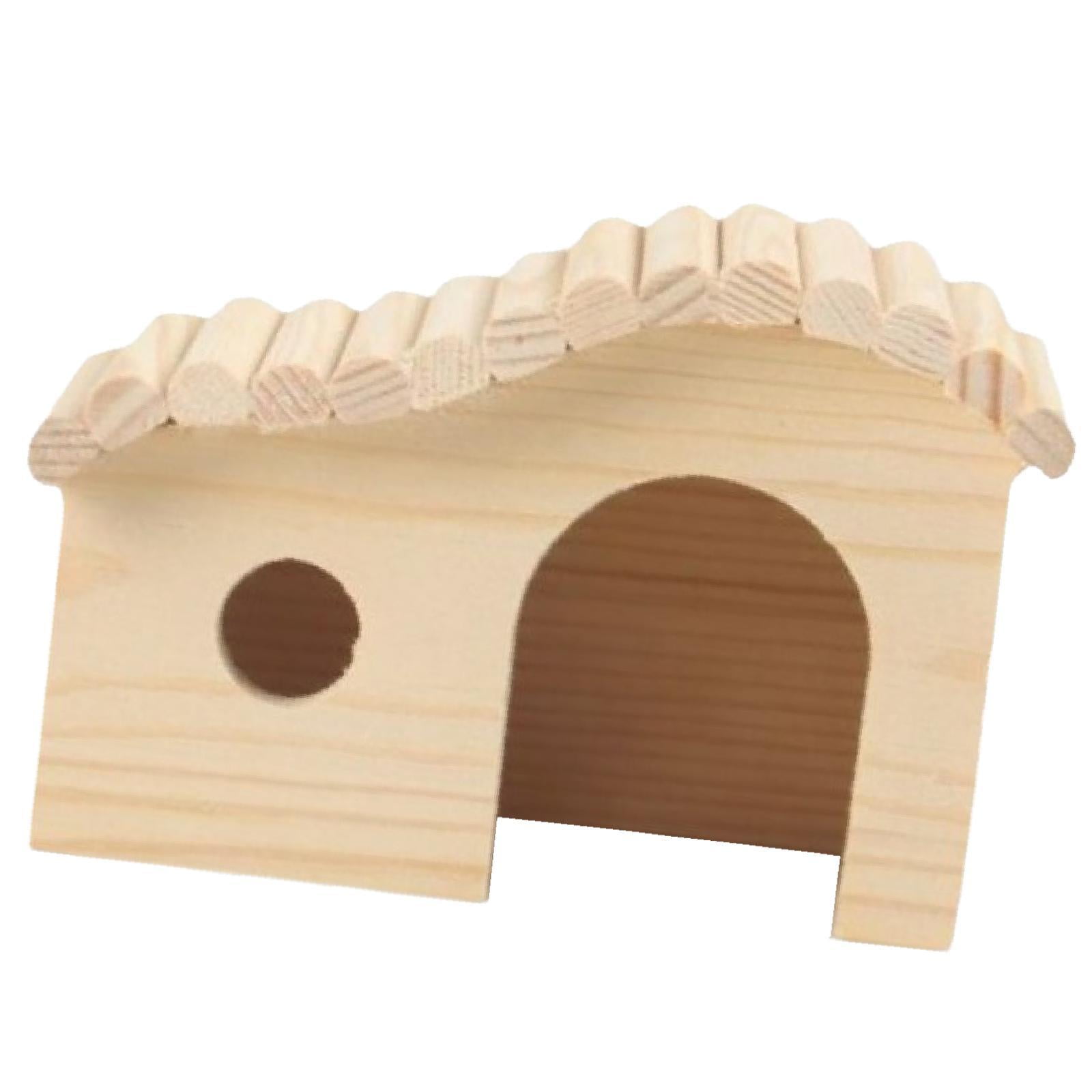 EHJRE 2x Hamster Wood House Hideout Hamster Habitats Decor, Cage Toy Hamster Hut Small Animals Sleeping Hut for Mice Gerbils