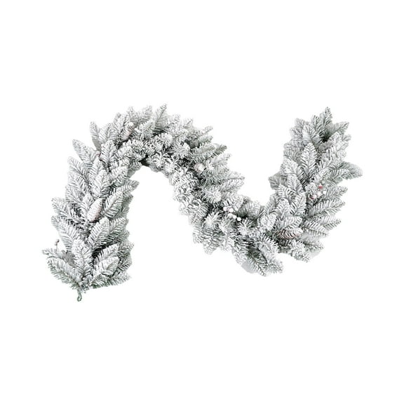 Bringstar 6ft Flocked Artificial Christmas Garland with Pine Cones and Red Berries, Green