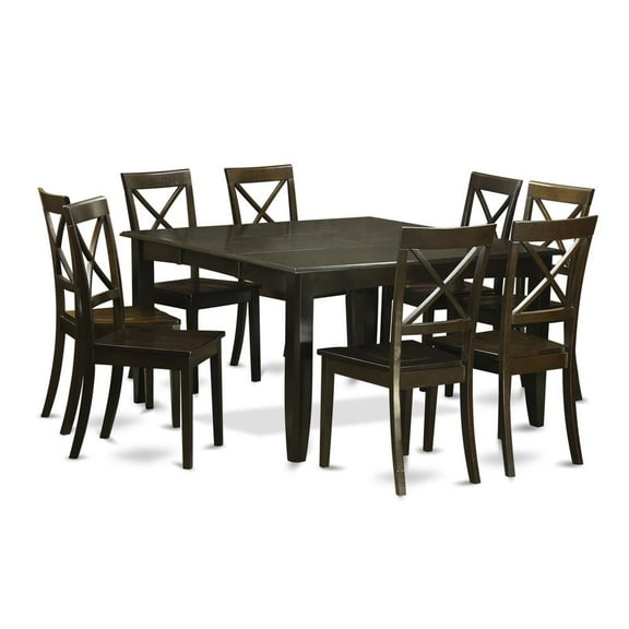 East West Furniture Parfait 9-piece Wood Dining Table Set in Cappuccino