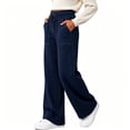 thumbnail image 5 of Bosfbaoi Sweatpants for Women Drawstring Elastic Waist Wide Leg Pants Patch Pocket Casual Loose Track Pants, 5 of 8