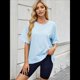 thumbnail image 4 of Camisetas de Gran Tamaño para Mujer, Cuello Redondo, Corta, Blusas Casuales de Verano, Blusas Holgadas de Corte Alto Azul L, 4 of 10