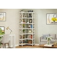thumbnail image 2 of 7-Tier Corner Bookshelf White - Metal Frame Tall Storage Display Rack, Modern Freestanding Organizer For Living Room Home Office, 2 of 8