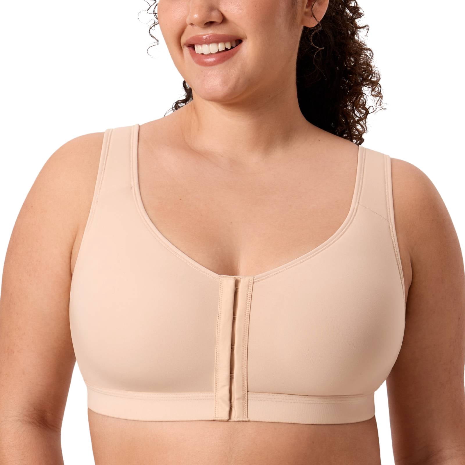 DELIMIRA Women's Posture Bra Front Closure Lightly Padded Plus Size Wireless Full Coverage Bras