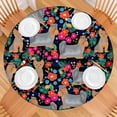 thumbnail image 2 of Yorkie Dog and Flower Florals Round Fitted Tablecloth with Elastic Edge,Dining Table Cover Waterproof,Outdoor Round Tablecloth for Camping,Dining,Indoor and Outdoor, 2 of 7
