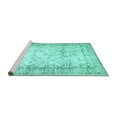 thumbnail image 2 of Ahgly Company Machine Washable Indoor Round Abstract Turquoise Blue Contemporary Area Rugs, 5' Round, 2 of 4