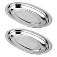 thumbnail image 3 of 2Pcs Stainless Steel Oval Plates Steaming Fish Plates Snack Trays (Silver), 3 of 8