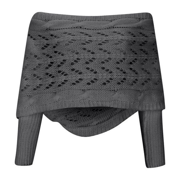 PMVFHDE Unisex Long Sleeve Knit Poncho Shawl with Openwork Pattern, Thick Warm Cardigan Scarf for Men and Women, Oversized Wrap for Fall and Winter Outdoor Grey