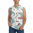thumbnail image 2 of Lsque Music Lover Dinosaur Print Men's Cotton Blend Sleeveless Muscle Shirts (S-3XL)- Moisture Wicking, Odor Protection, UPF 30+,3X-Large, 2 of 8