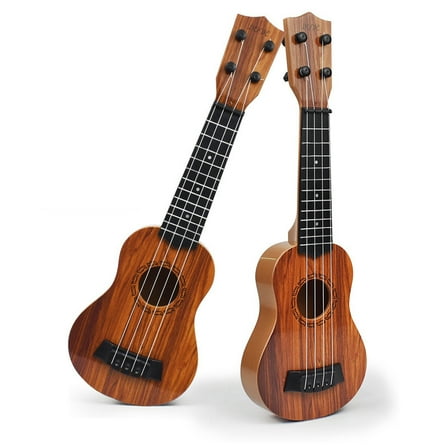 Ke1Clo 1pc Kids Toy Ukulele Guitar (Brown), Kids Guitar Ukulele Musical Toy, 4 Strings Guitar Ukulele Musical Instruments for Toddlers 1-3