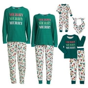 Derek Heart Merry Christmas Lights Holiday Matching Family Christmas Pajamas Men's Sleepwear Set, 2-Piece, Sizes S-2XL