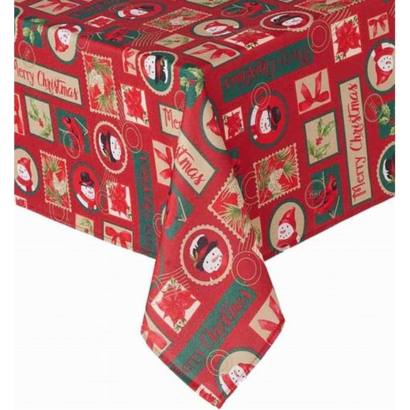 St Nicholas Square Christmas Stamp Mosaic Tablecloth Fabric Table Cloth 60x84 Ov