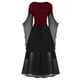 thumbnail image 3 of Gibobby Vestido invierno mujer Vestidos de cóctel para mujer Moda estilo gótico 1950s Vestido midi vintage Croset Manga larga acampanada Una línea Vestido de fiesta（Vino， XL), 3 of 5