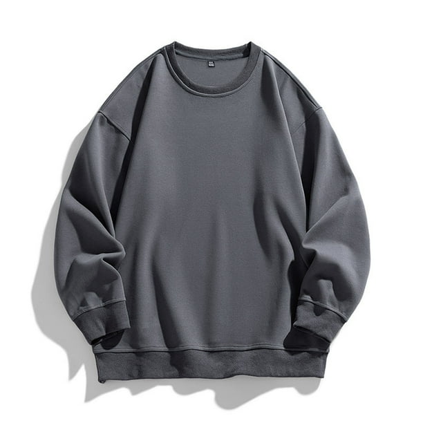 pstuiky camisas de manga larga para hombre, Camisa blusa con capucha ligera de color liso para hombre con cuello redondo suelto y base de regazo camisetas de hombre m