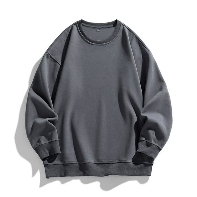 AherBiu Mens Sweatshirts Crewneck Lightweight Casual Pullover Fall Winter Solid Color Classic Gym Workout Athletic Running Shirt Tops