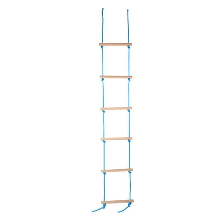 HERCHR Wood Rope Ladder for Children Outdoor Climbing Frame and Tree House with 2 Metal Hooks, Climbing Rope Ladder, Kids Rope