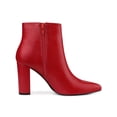 thumbnail image 3 of BLISSFUL STEP Women Pointed Toe Side Zip Block Heeled Ankle Boots Red 9, 3 of 6