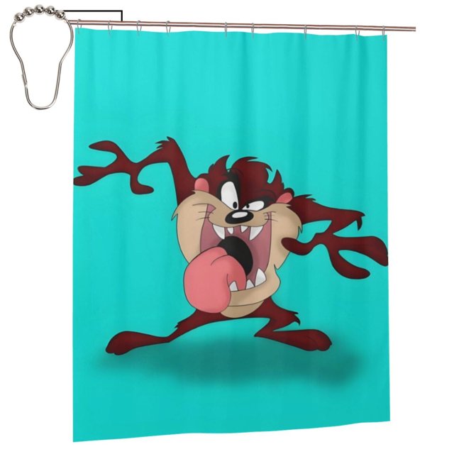 Cortina de ducha Taz Mania, juego de cortinas de ducha con dibujos animados encantadores para niños, niñas, dormitorios universitarios, baño, accesorios de decoración de bañera a prueba de agua con