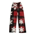 thumbnail image 4 of Women's Christmas Printed Plush Pants, Full Length Long Trousers for Winter Casual Wear, Soft and Warm Fleece Material with Festive Design,Vermilion,2XL, 4 of 5