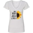 thumbnail image 3 of Inktastic Summer in a World Full of Roses Be a Sunflower Women's V-Neck T-Shirt, 3 of 5