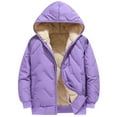 thumbnail image 2 of MAIHAN-Boys Winter Lined Hooded Jacket Thickened Warm Coat For Children 3-14 Years Cold Weather Outdoor Windproof Embossed Design With Adjustable Hood And Ribbed Cuffs(Purple,13-14Years), 2 of 8