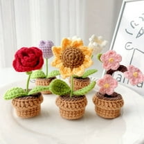 C Hand-Knitted Flowers Potted Crochet