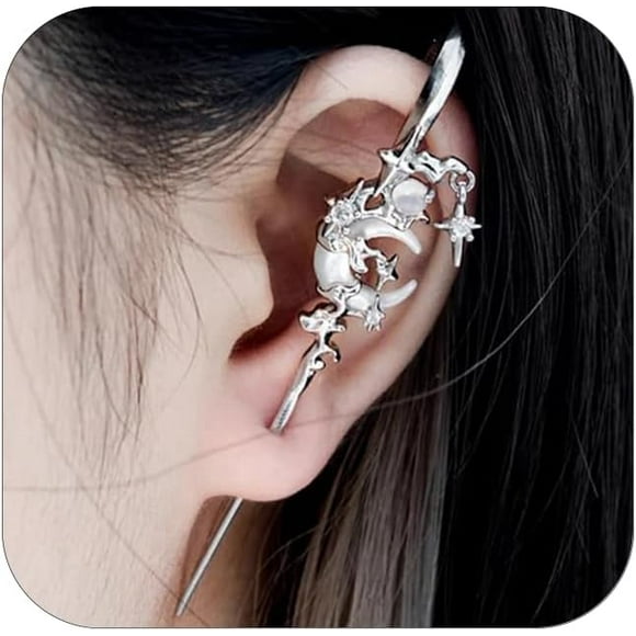 shiyou-Myth Of The Moon Ear Hook Earrings Goth Sword Earrings Punk Moon Needle Piercing Earring Star Earrings Jewelry