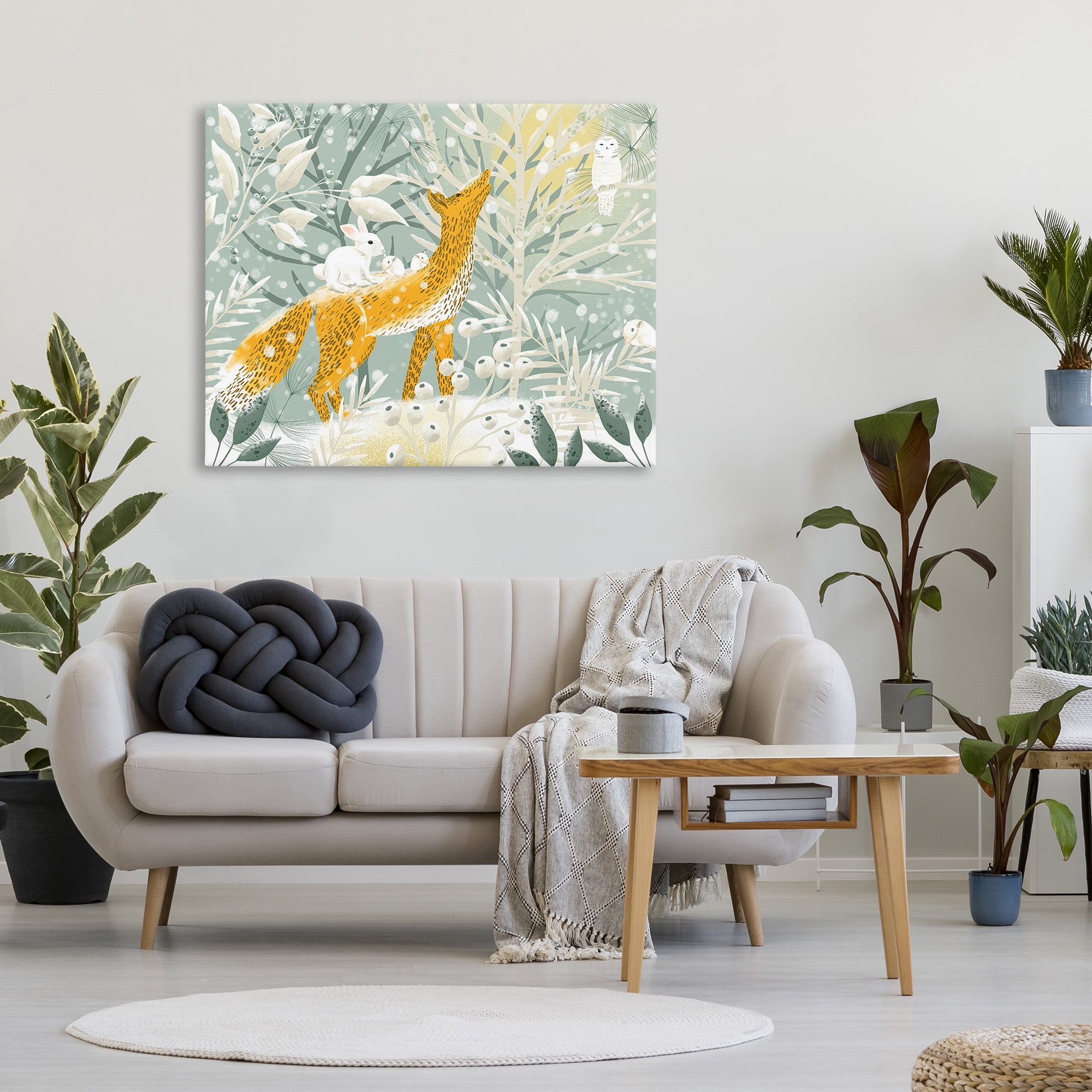 Stupell Industries Winter Forest Animals Animals & Insects Painting Gallery Wrapped Canvas Art Print Wall Art, 48 x 36