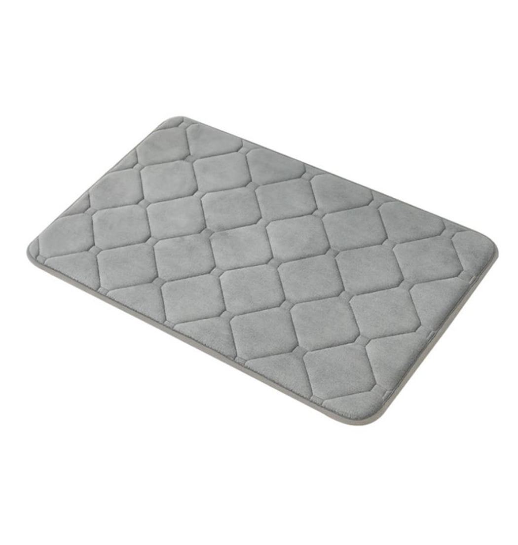 FUDAKUNA Memory Foam Bath Rug Absorbent Anti-Slip 18"x30" Gray Geometric Pattern Bathroom Mats Washable