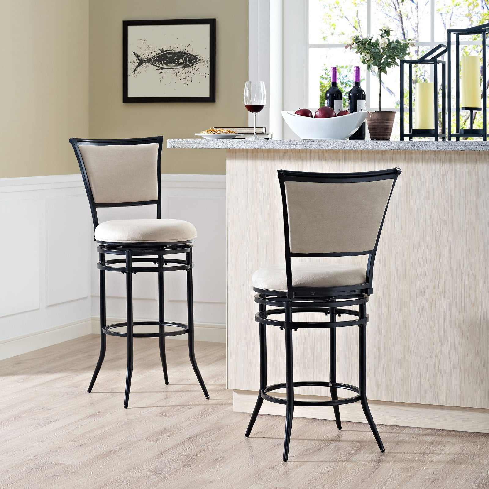Rachel Swivel Counter Stool in Black with Black Cushion