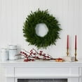 thumbnail image 3 of Pemberly Row 24" Long Pine Artificial Christmas Wreath with35 Clear LED in Green, 3 of 5