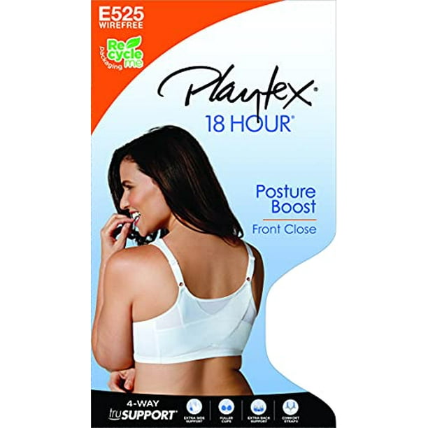 Playtex Womens 18 Hour Front Close Posture Bra, 36C, White 