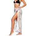 thumbnail image 5 of PWPSG Women’s Side Tie Wrap Sarong Skirt, High Slit Outline Heart Print Soft Sheer Fabric, Versatile Swim Wrap for Waterside Relaxation White Free Size, 5 of 6