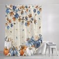 thumbnail image 3 of Shower Curtains for Bathroom, Orange Blue Pumpkin Fall Waterproof Fabric Shower Curtain, Thanksgiving Maple Leaves Branch Decorative Bathroom Curtain for Bathtub, 36"x72", No Hooks Included, 3 of 9