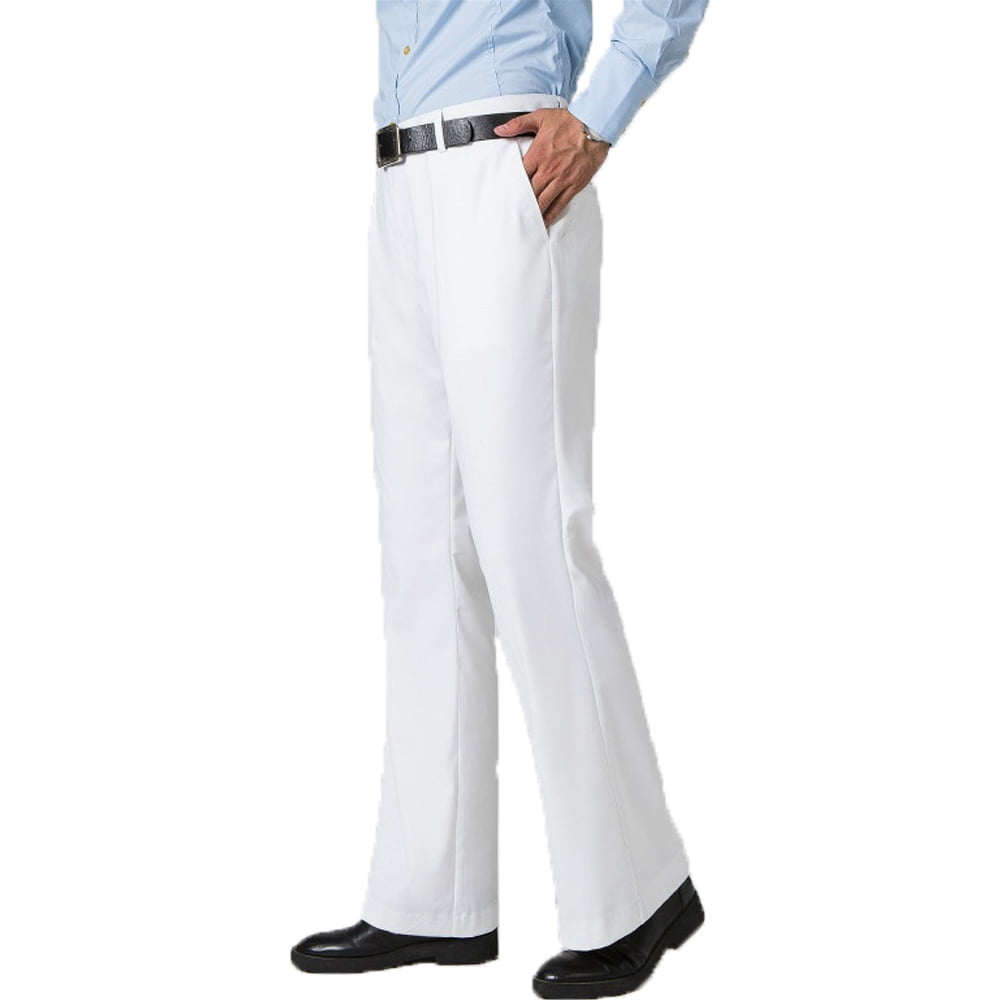 HAORUN Men Bell Bottom Pants Regular Fit 60s 70s Vintage Flared Formal Dress Trousers