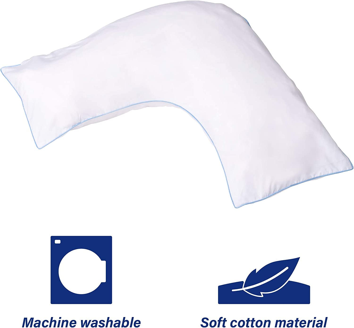 L  Pillow Case ver - 2 Pack Boomerang Body Pillow ver with Eyeglass Pouch (White)